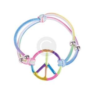 Girls Elastic Rainbow Peace Bracelets